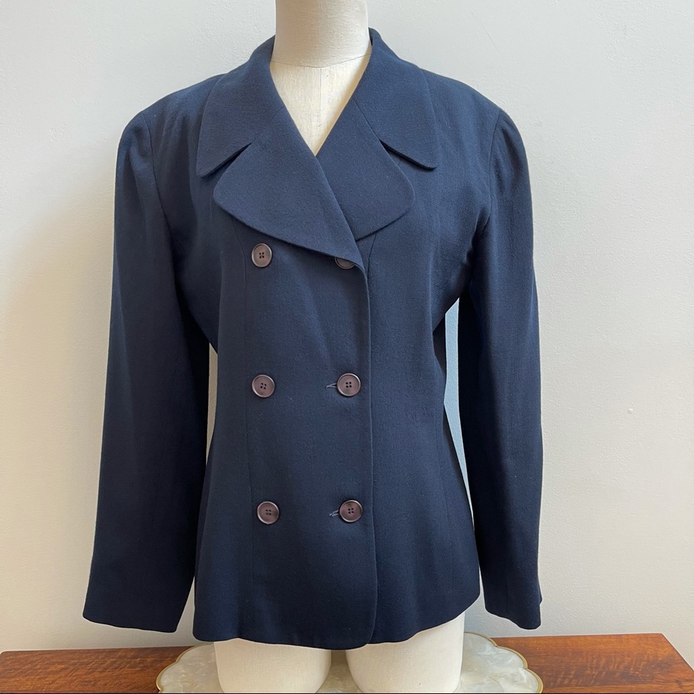 Barami Wool Navy Double Breasted Blazer Career 6